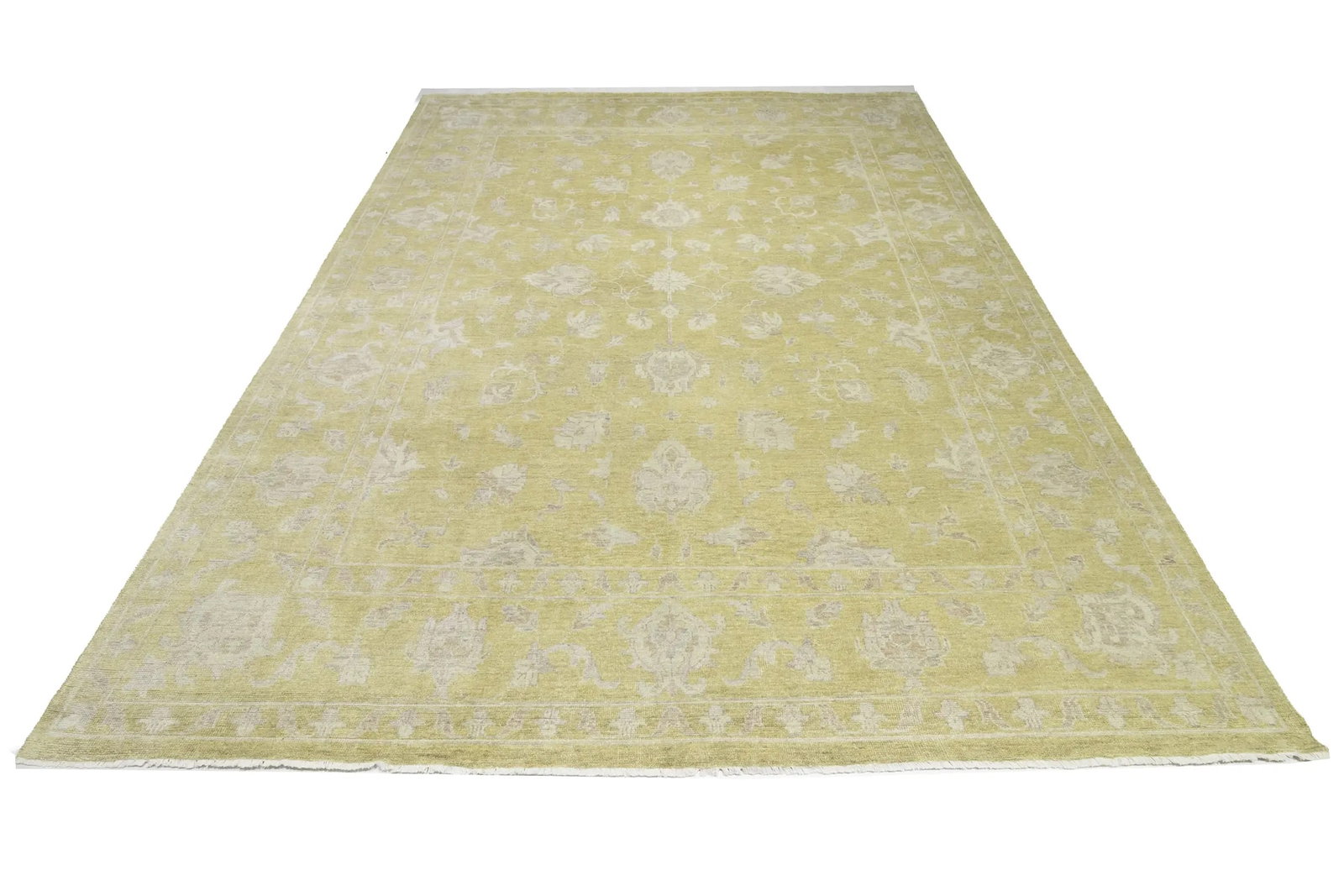 Muted Golden Yellow Floral 12X15 Transitional Oriental Rug - 4