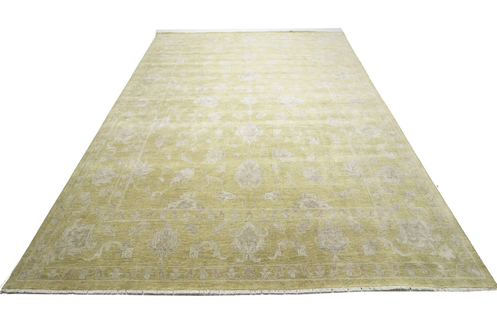 Muted Golden Yellow Floral 12X15 Transitional Oriental Rug - 5