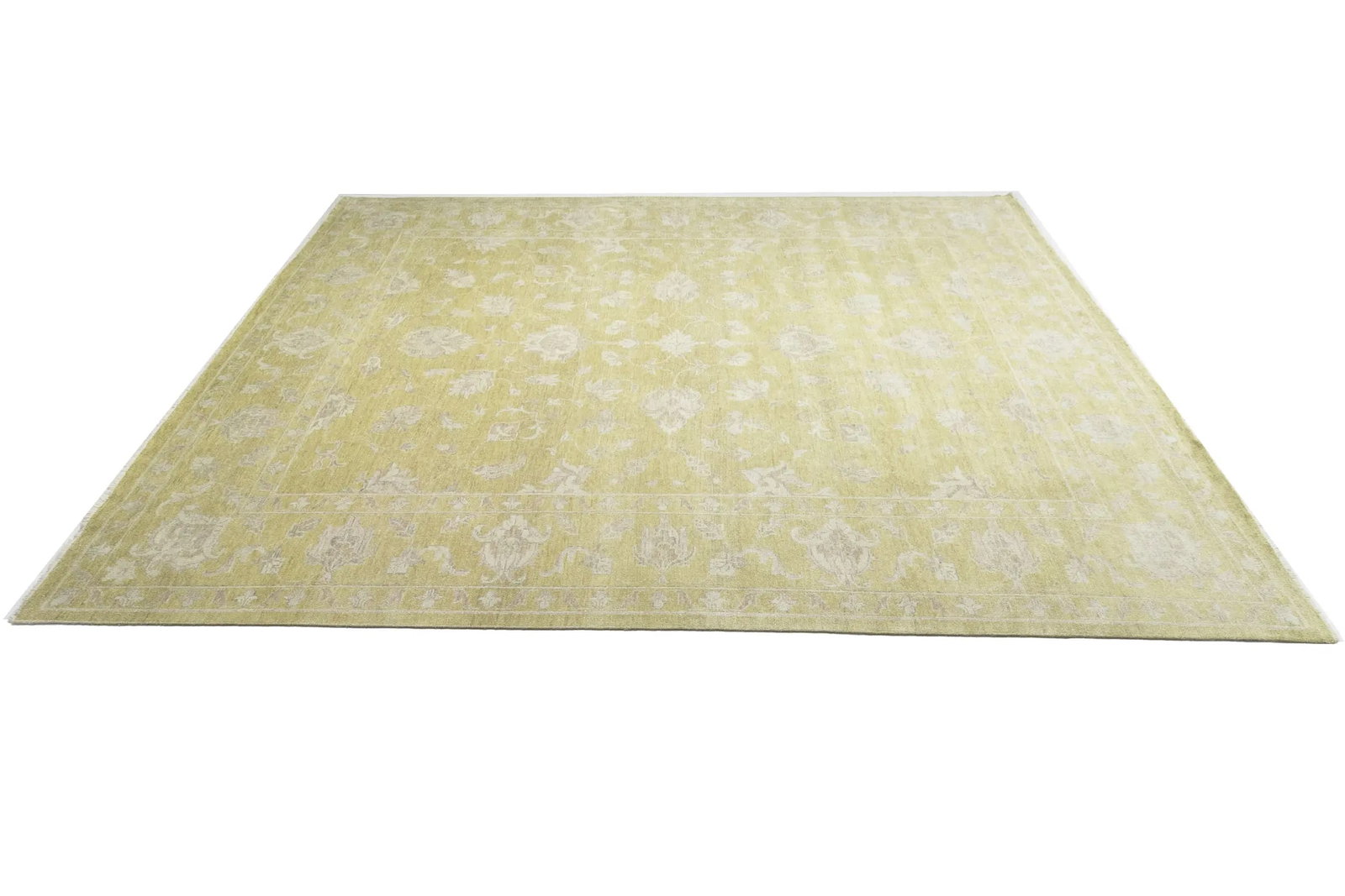Muted Golden Yellow Floral 12X15 Transitional Oriental Rug - 7
