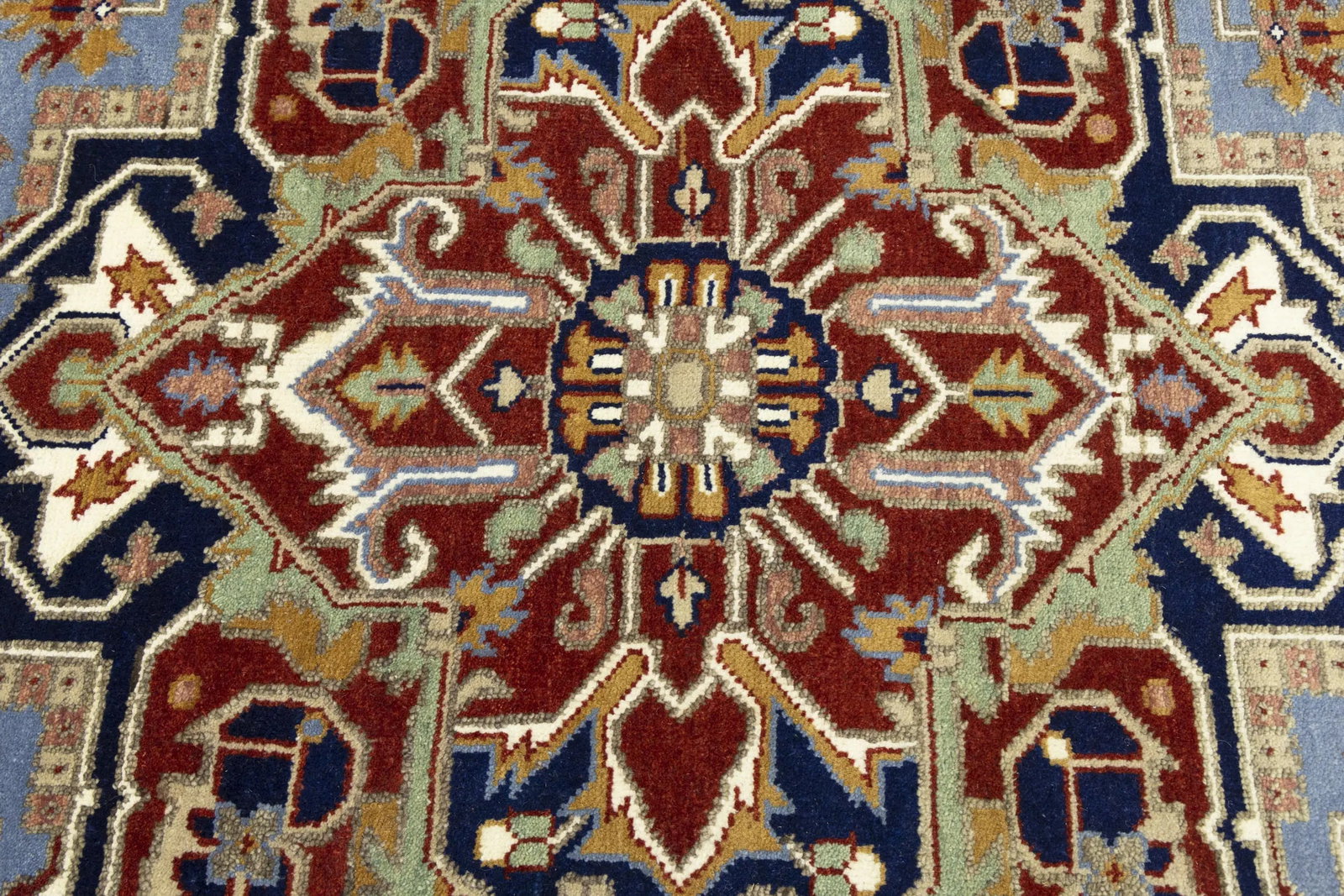 Light Blue Floral 9X12 Heriz Serapi Oriental Rug - 10