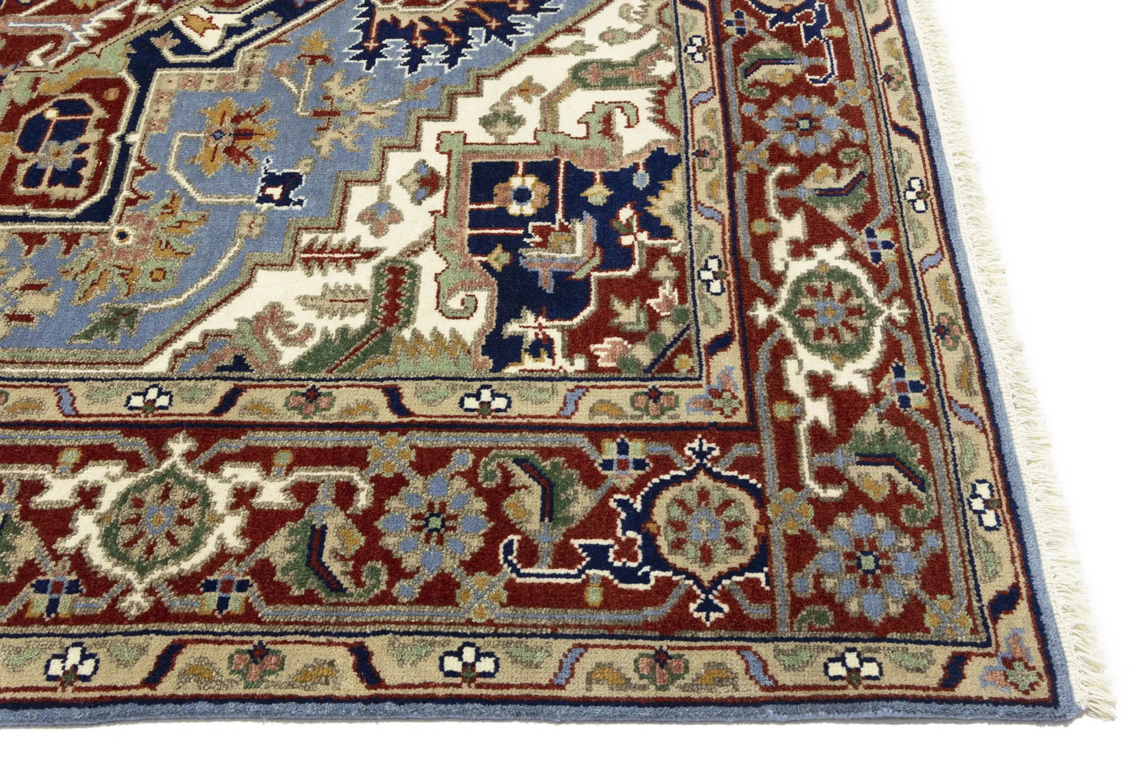 Light Blue Floral 9X12 Heriz Serapi Oriental Rug - 13