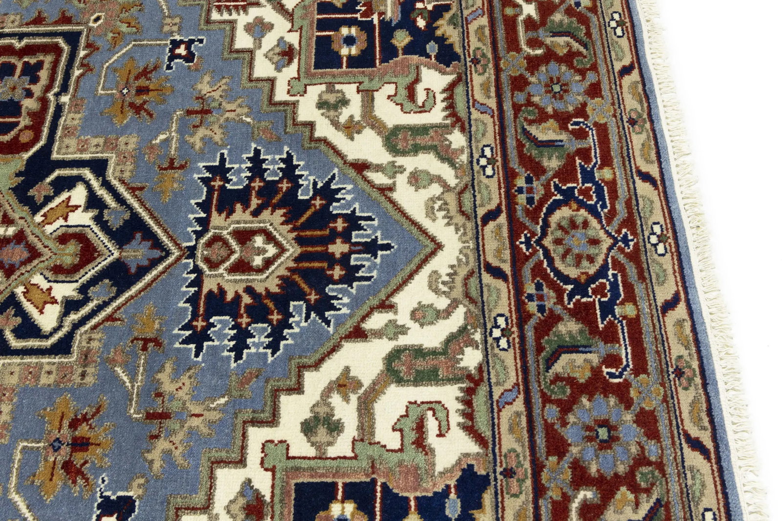 Light Blue Floral 9X12 Heriz Serapi Oriental Rug - 14