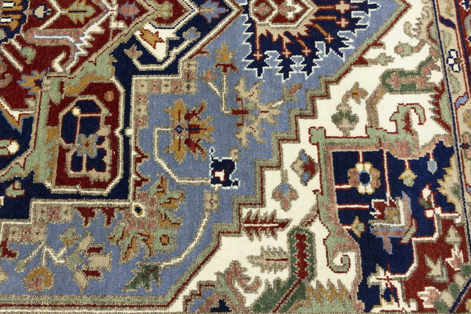 Light Blue Floral 9X12 Heriz Serapi Oriental Rug - 15