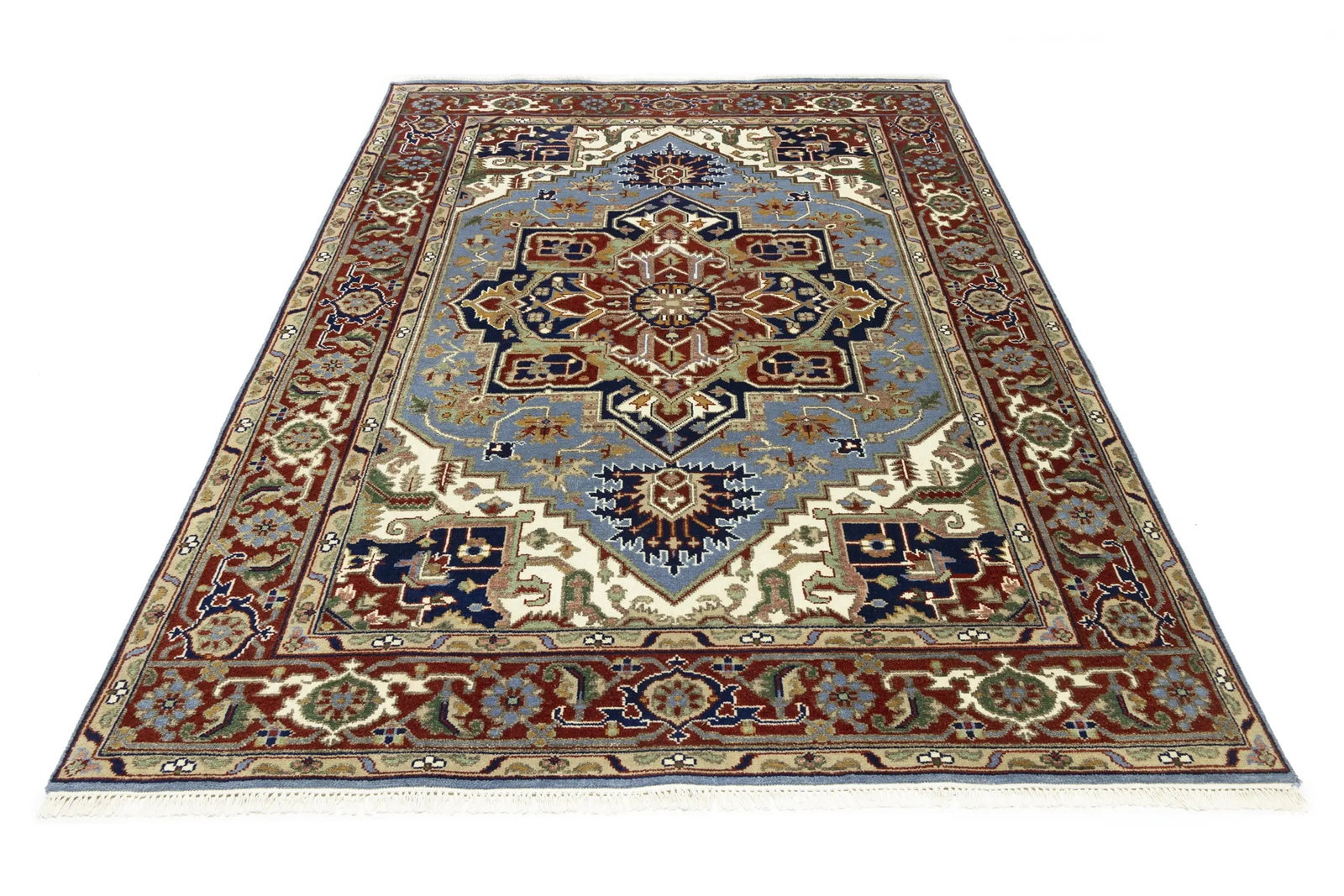 Light Blue Floral 9X12 Heriz Serapi Oriental Rug - 3