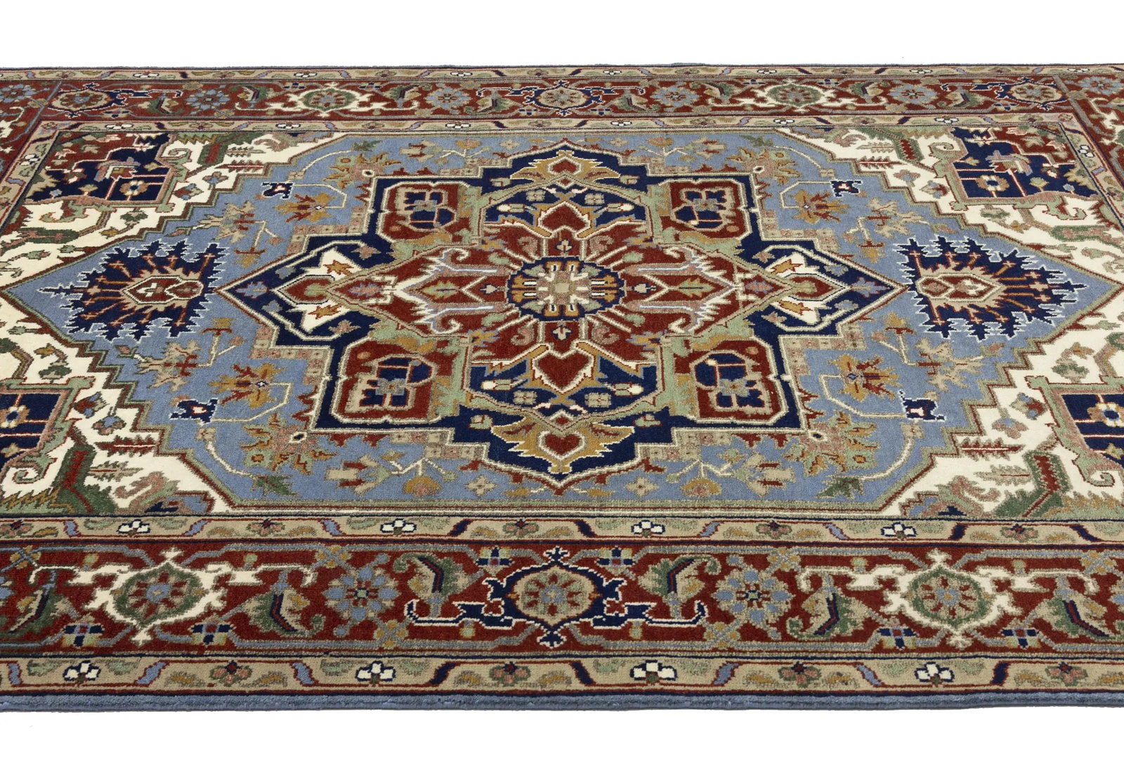 Light Blue Floral 9X12 Heriz Serapi Oriental Rug - 8