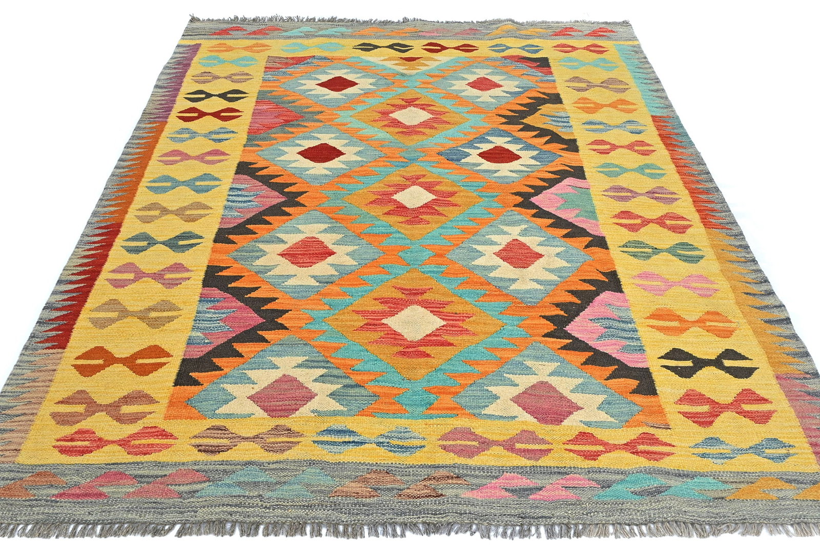 Multicolored Geometric Reversible 5X7 Kilim Oriental Rug - 3