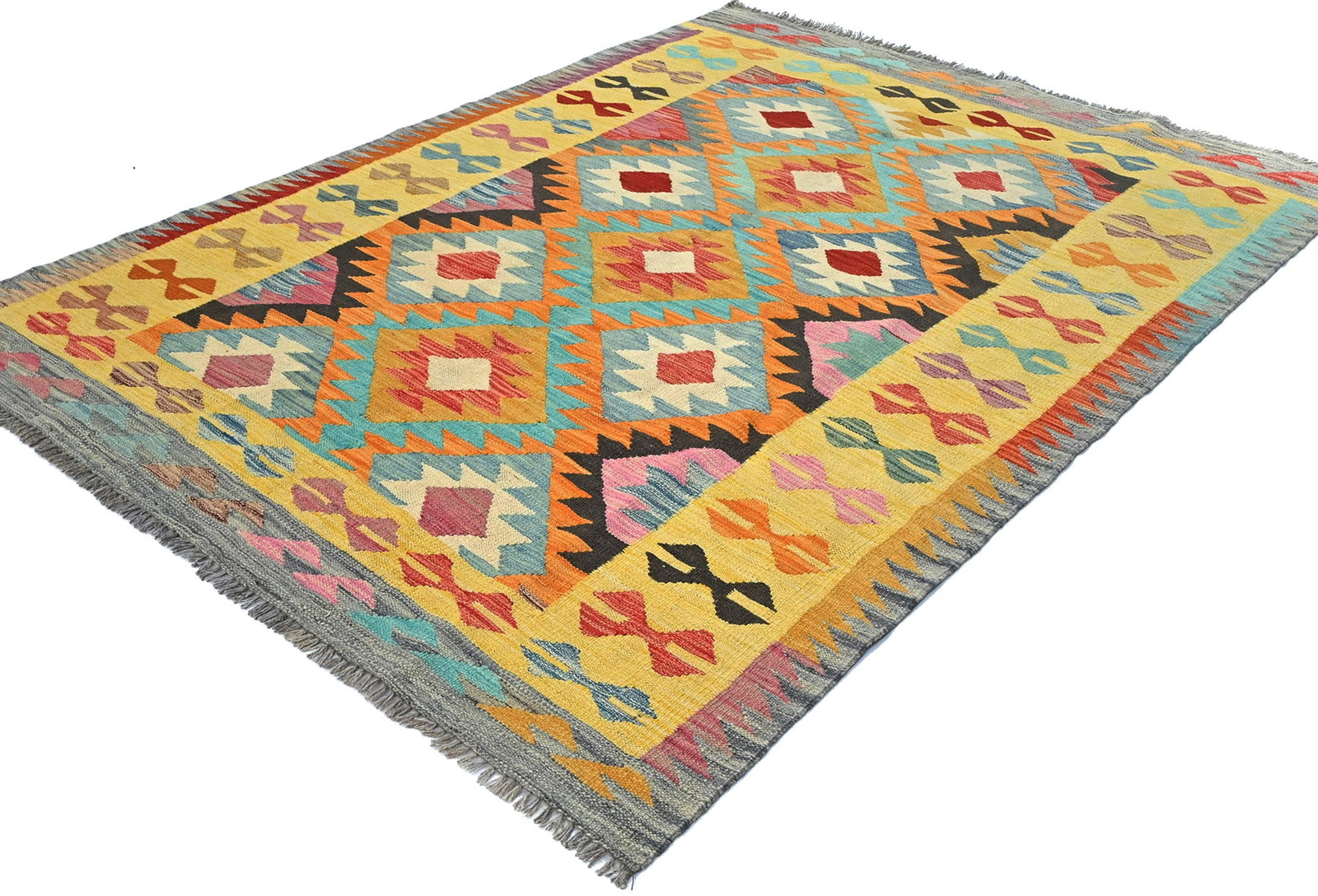 Multicolored Geometric Reversible 5X7 Kilim Oriental Rug - 4