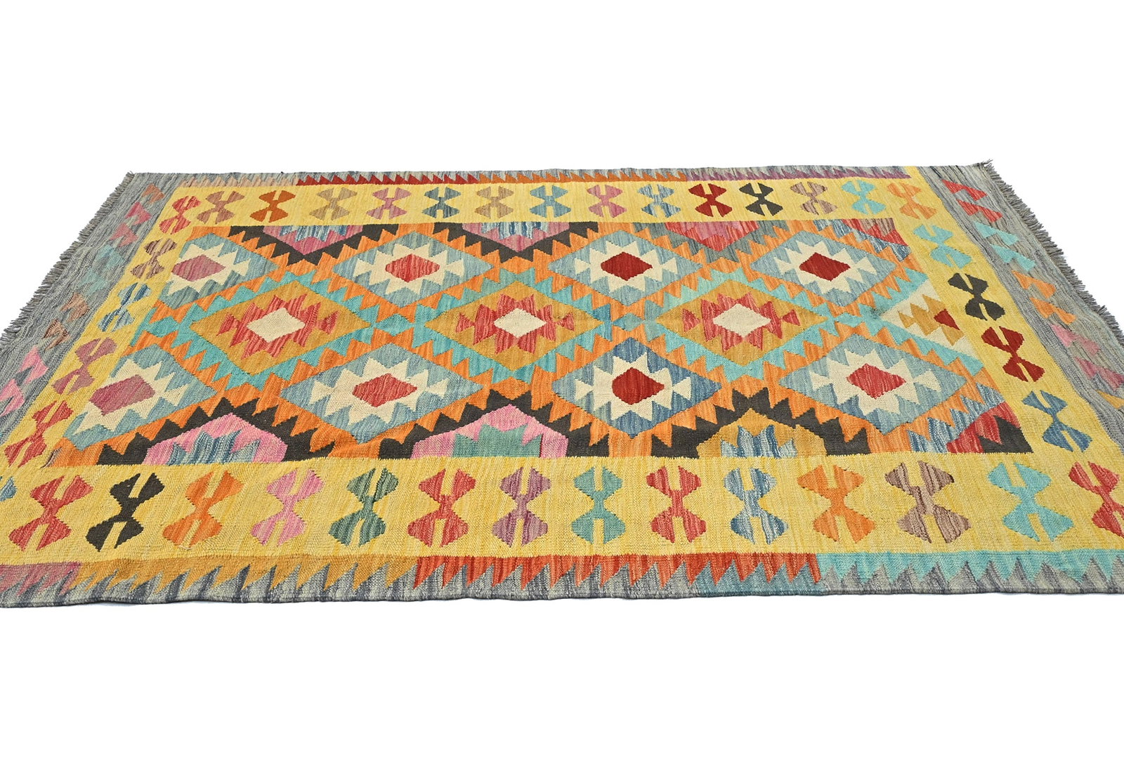 Multicolored Geometric Reversible 5X7 Kilim Oriental Rug - 5