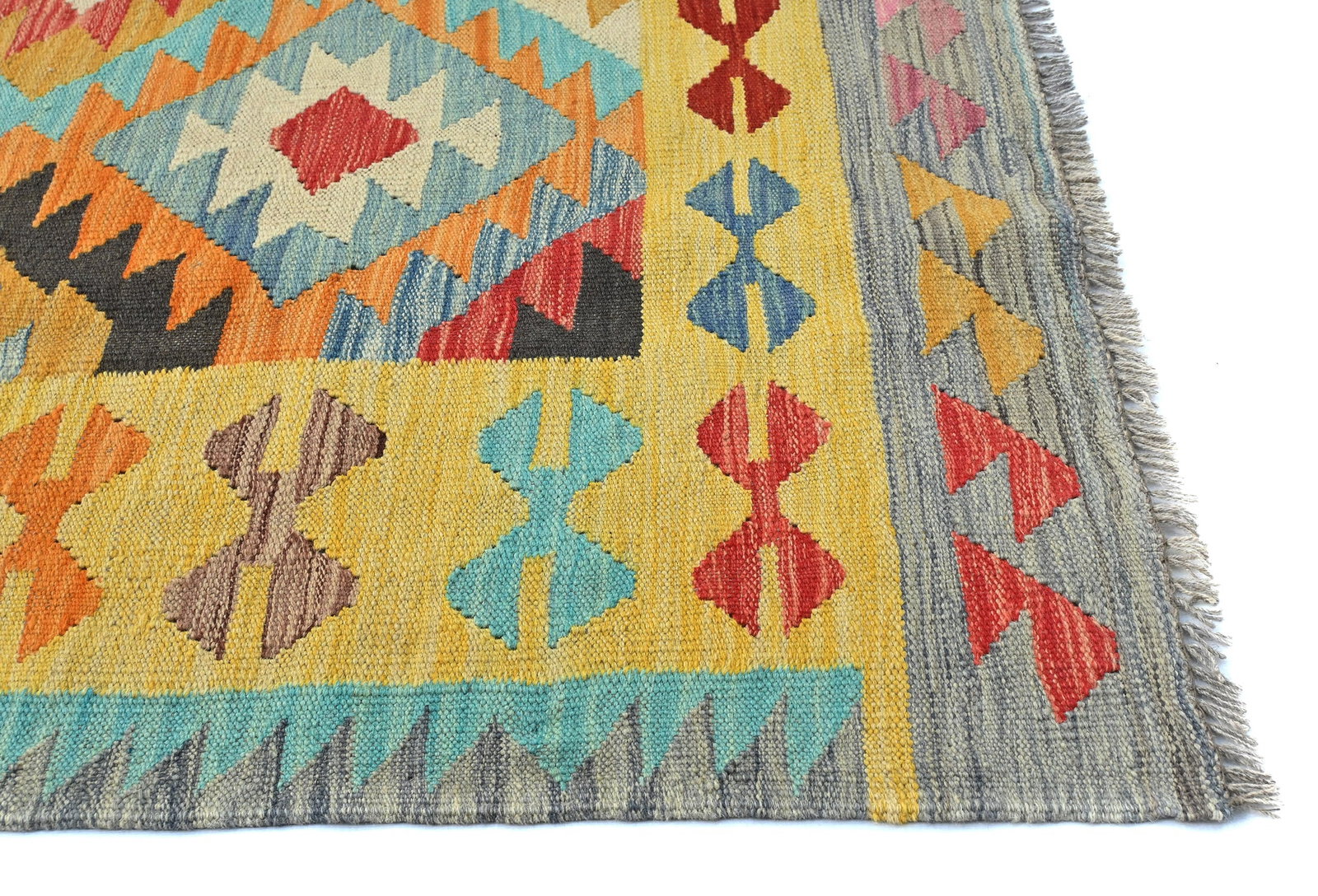 Multicolored Geometric Reversible 5X7 Kilim Oriental Rug - 7