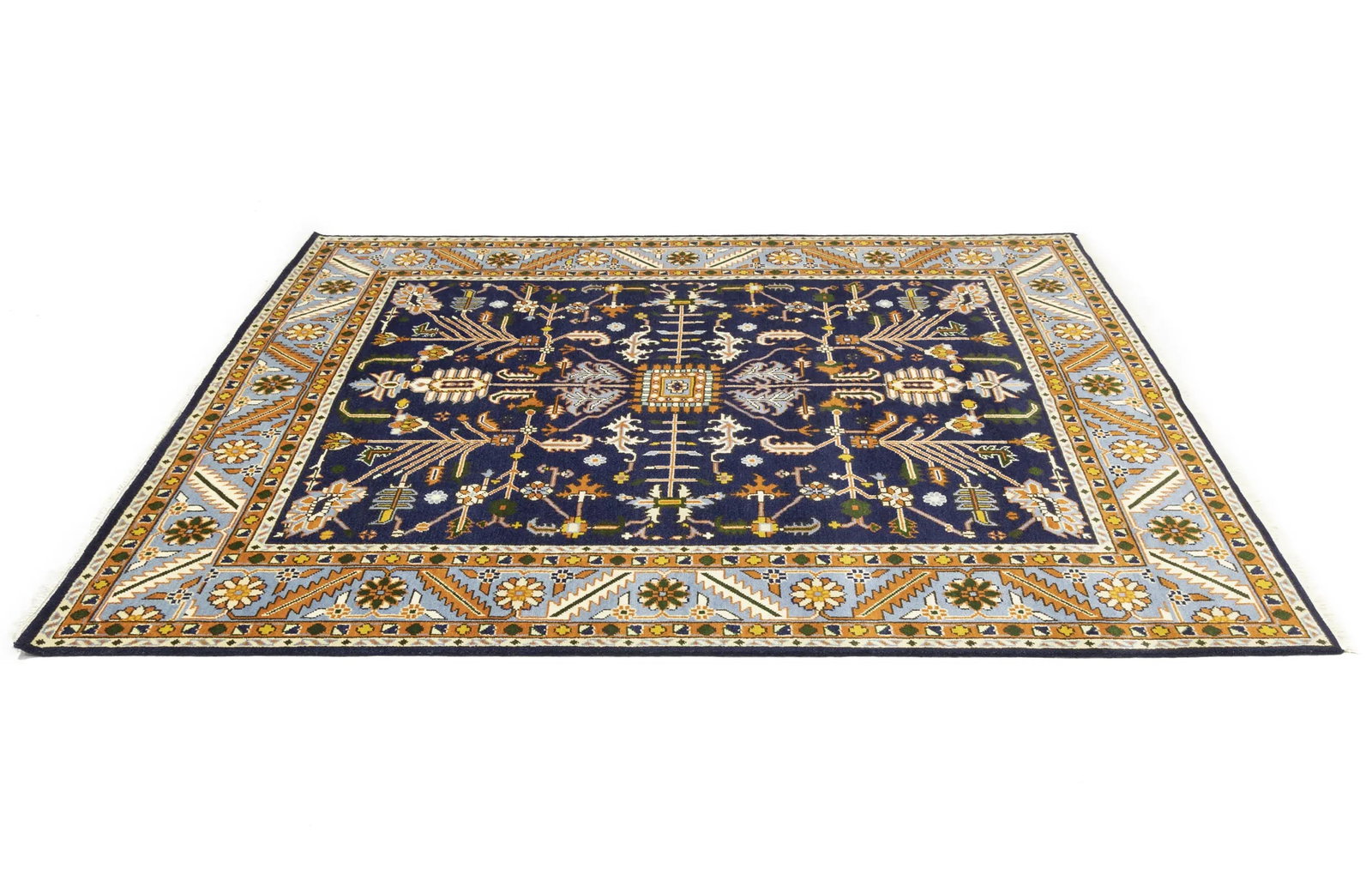 Dark Purple-navy Floral 9X12 Indo-Mahal Oriental Rug - 7