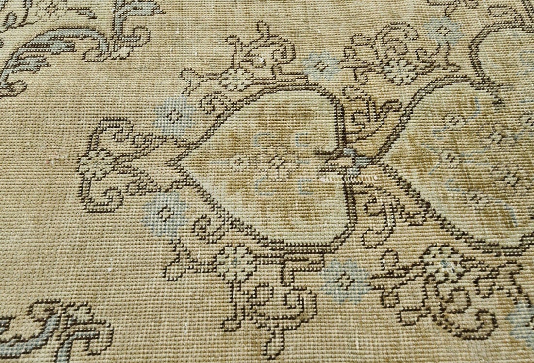 Muted Traditional Floral 5'5X9'5 Distressed Tabriz Persian Rug - 7