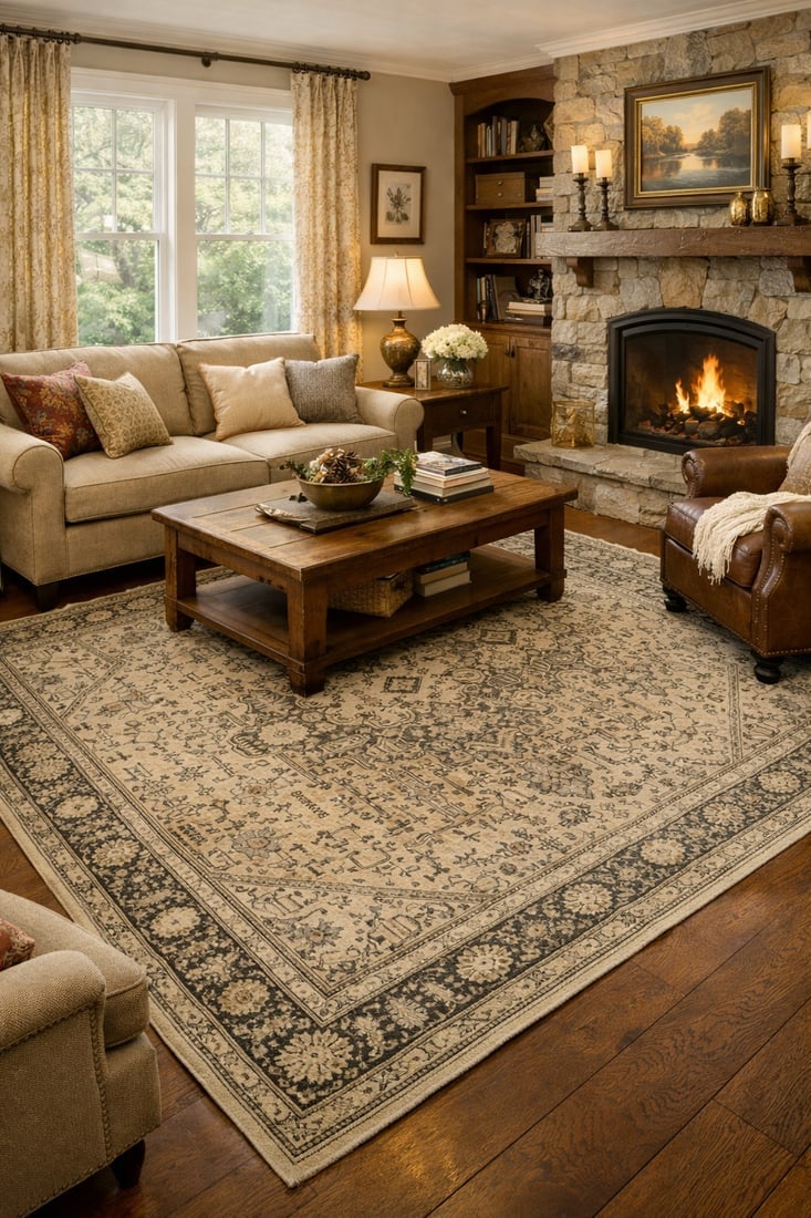 Muted Traditional Floral 6'5X9'3 Distressed Tabriz Persian Rug - 2