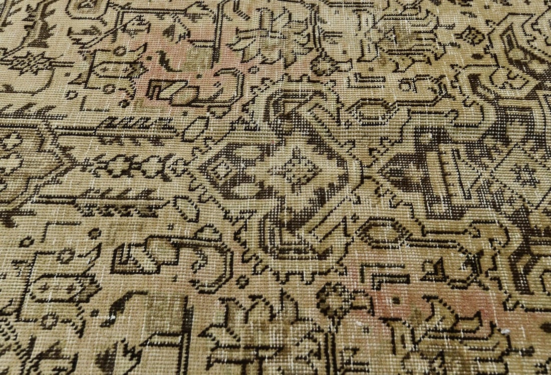 Muted Traditional Floral 6'5X9'3 Distressed Tabriz Persian Rug - 7