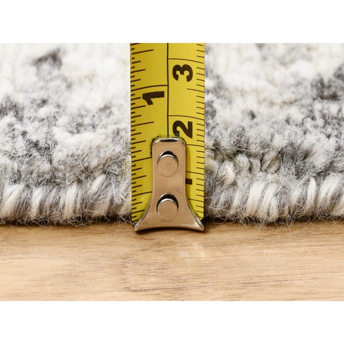 Hand Spun Undyed Natural Wool Modern Hand Knotted Beige Runner Rug - 7