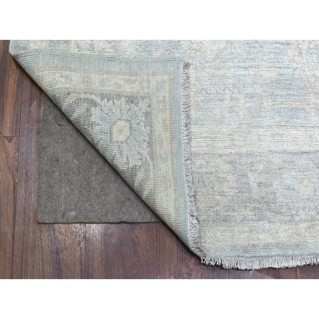 Hand Knotted Gray Stone Wash Peshawar Extra Soft Wool Oriental Rug - 3