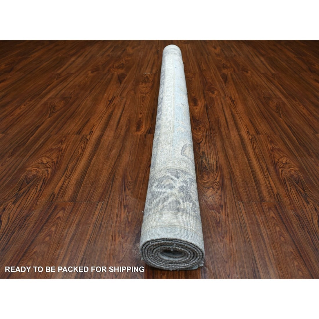 Hand Knotted Gray Stone Wash Peshawar Extra Soft Wool Oriental Rug - 5