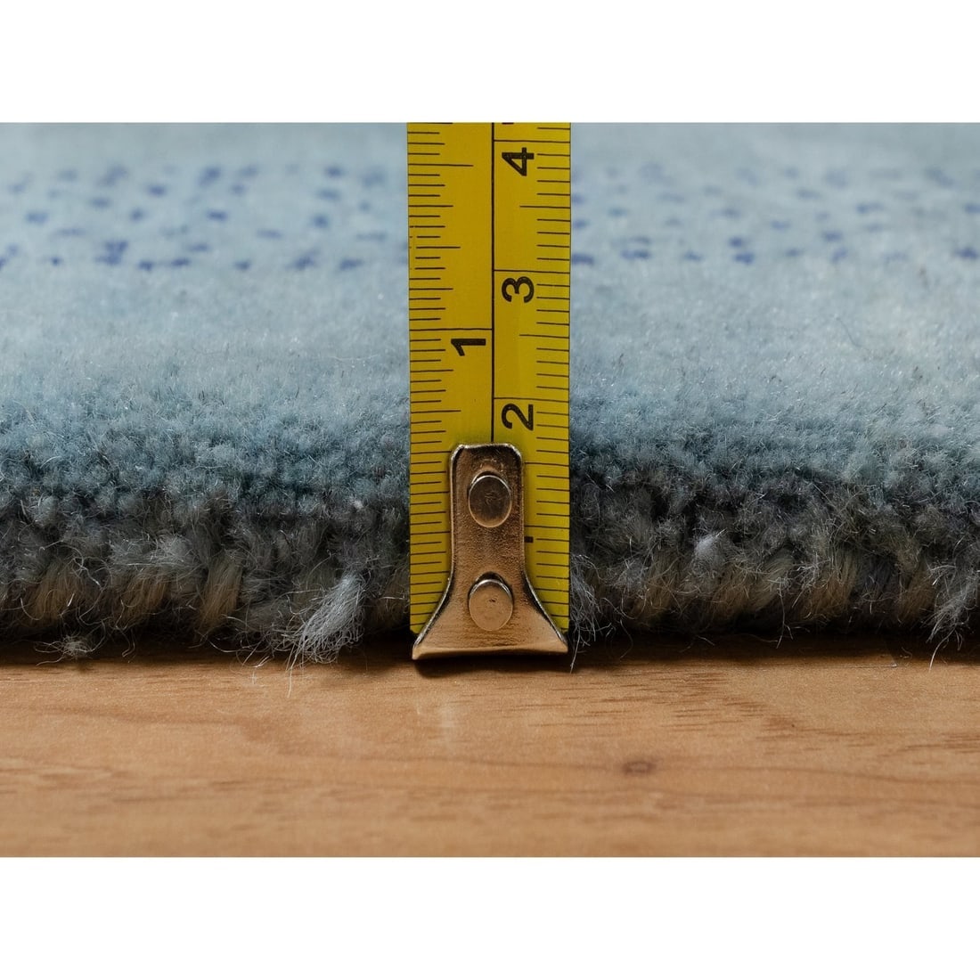 Blue Small Animal Figurines Lori Bust Gabbeh Hand Knotted Wool Rug - 7