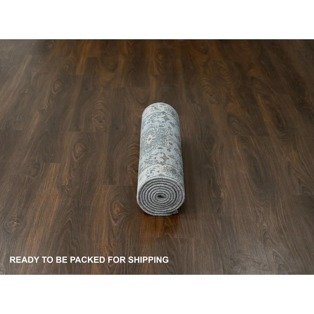 Medium Gray, Hand Knotted, Karajeh Design, Natural Wool, Runner Rug - 6