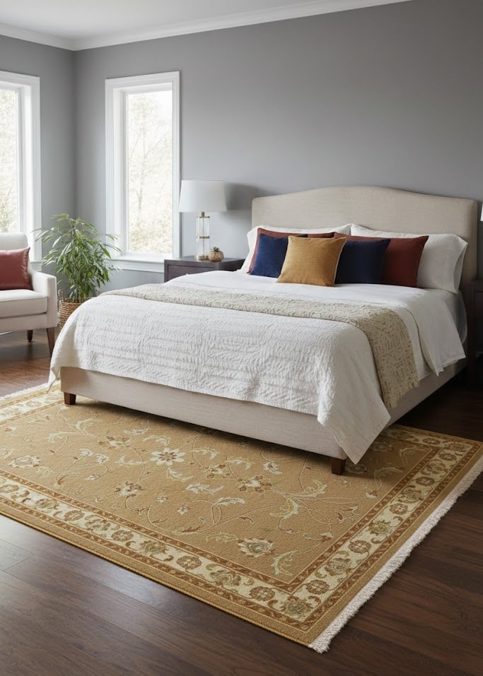 Khaki Floral 6X8 Sumak Oriental Rug - 2