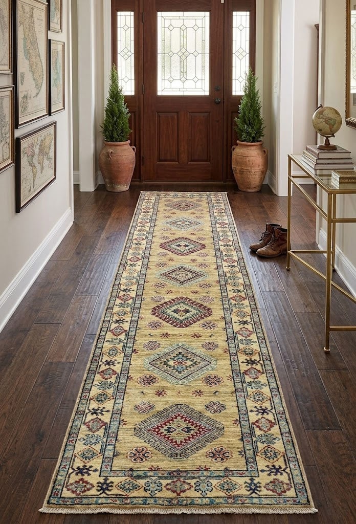 Beige Tribal Geometric 2'7X9'6 Kazak Pakistan Oriental Runner Rug - 2