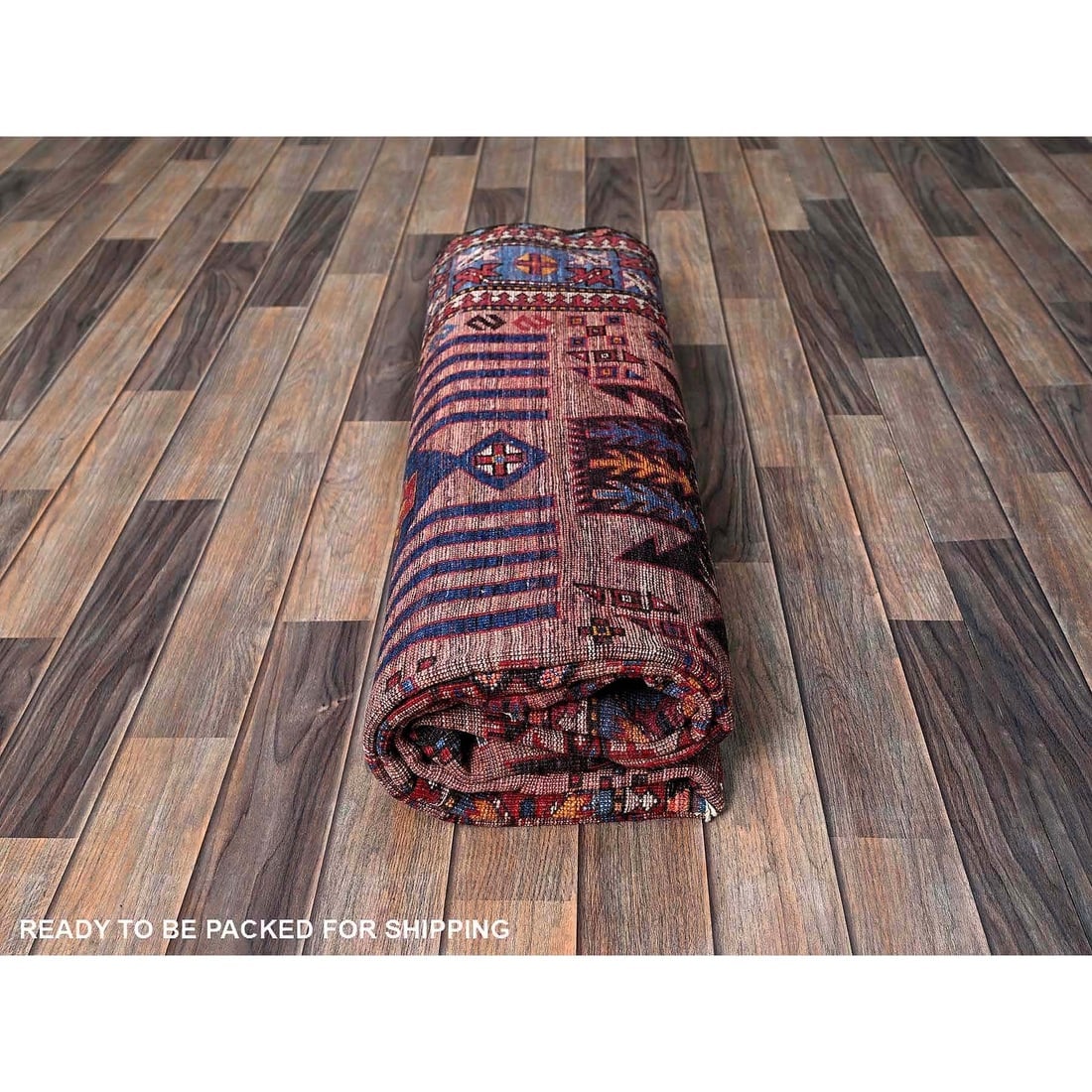 Rose Pink Afghan Ersari Caucasian Design Revival Hand Knotted Wool Rug - 10