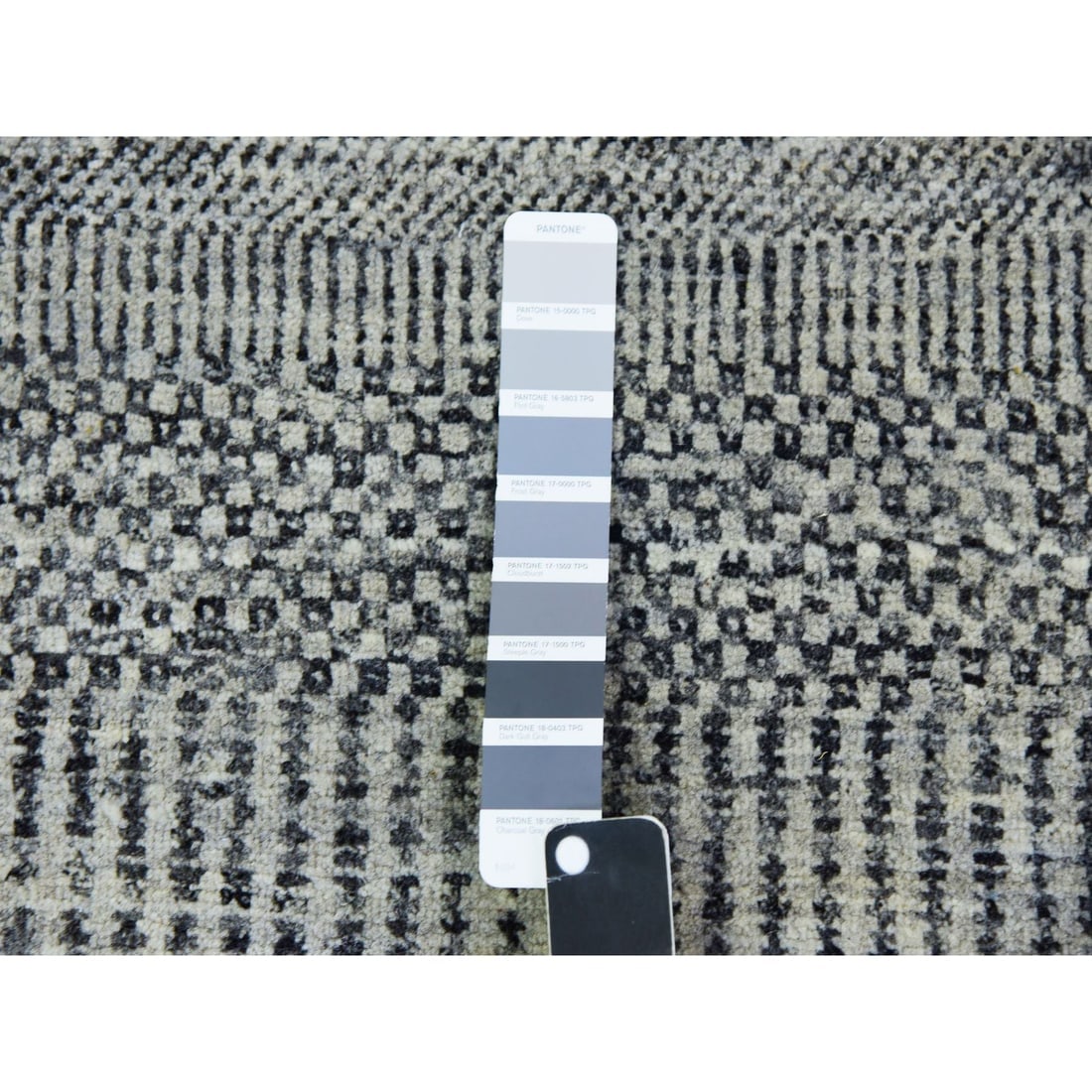 Owl Gray Hand Knotted Grass Design XL Runner Undyed Wool Rug - 4