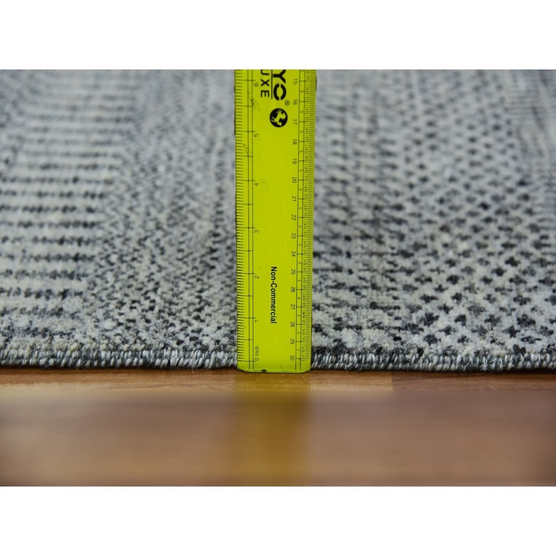 Owl Gray Hand Knotted Grass Design XL Runner Undyed Wool Rug - 6