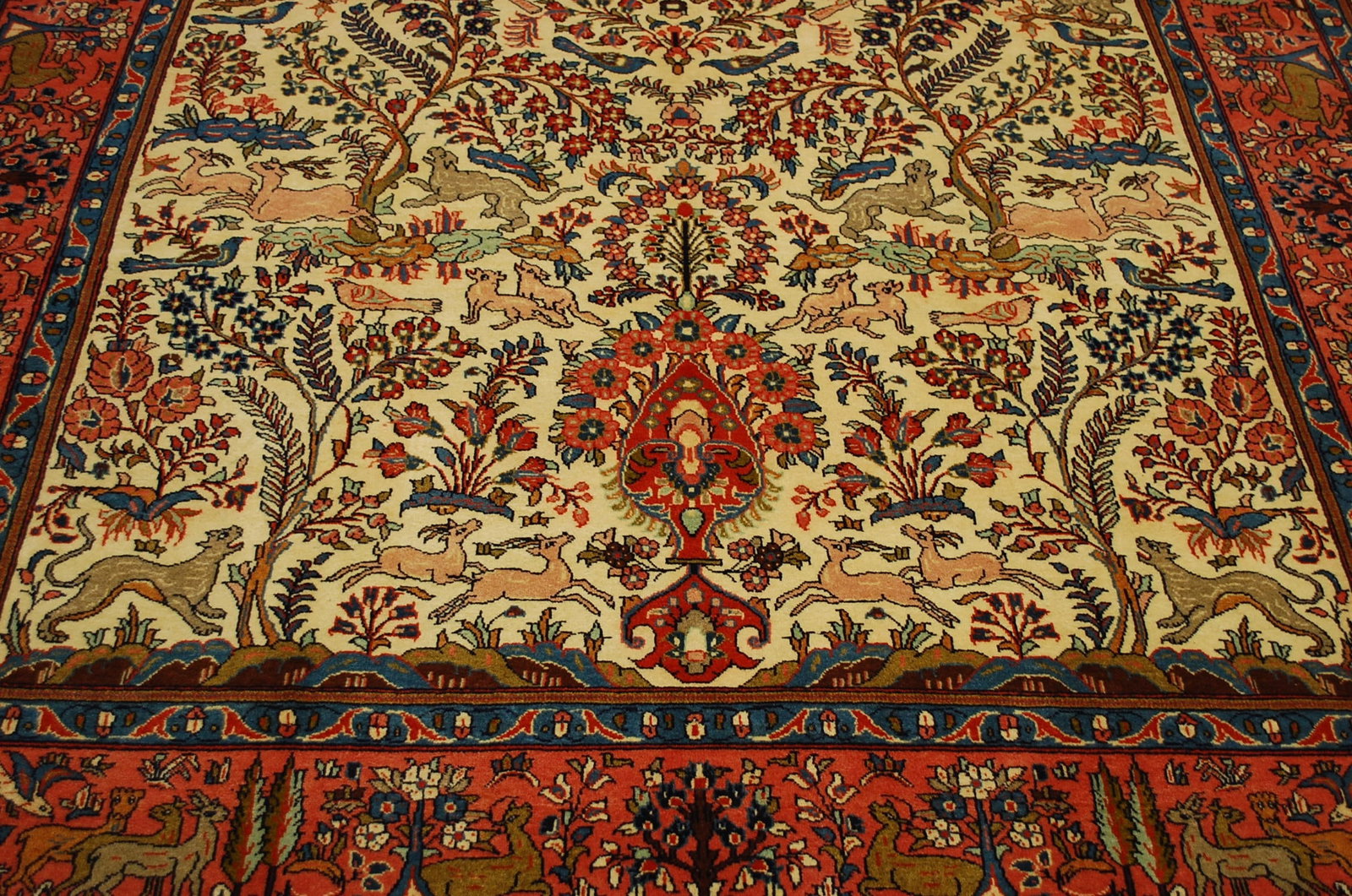 c1930s ANTIQUE TREE OF LIFE DESIGN PRSIAN SARUK RUG 7x10.4 KORK WOOL_HIGH KPSI - 12