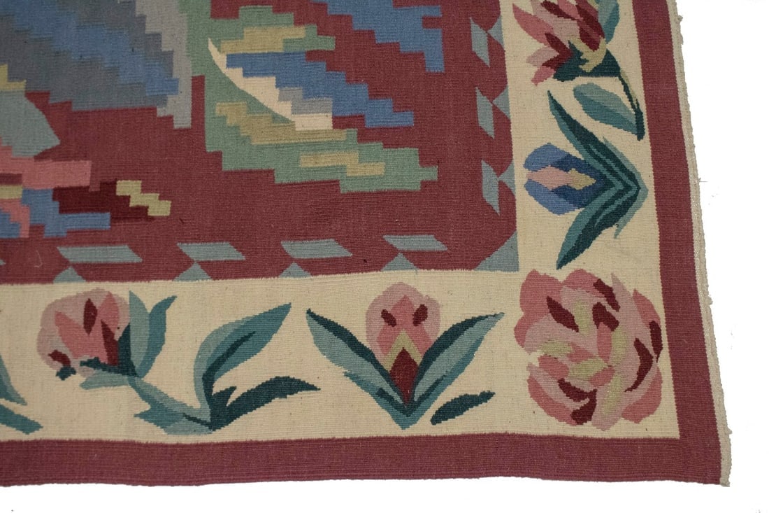 Floral Dhurrie Kilim 6X9 Chinese Style Oriental Rug - 7