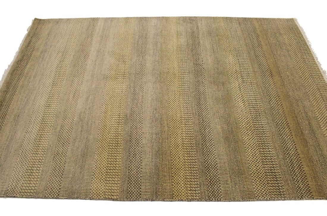 Brown and Beige Grass Design 5X8 Modern Oriental Rug - 7