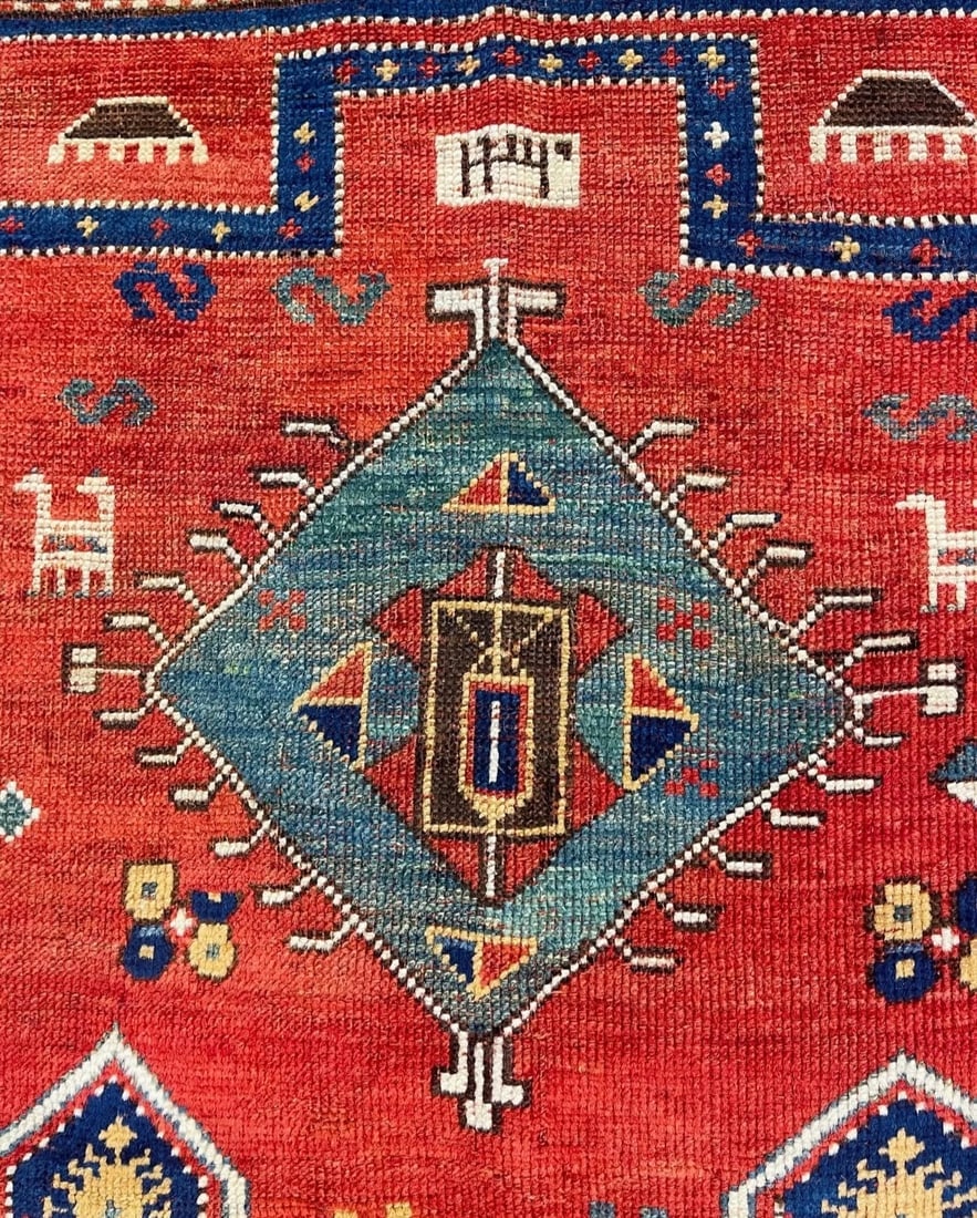 19th Century Borjalou Prayer kazak Caucasian Rug-4889 - 4