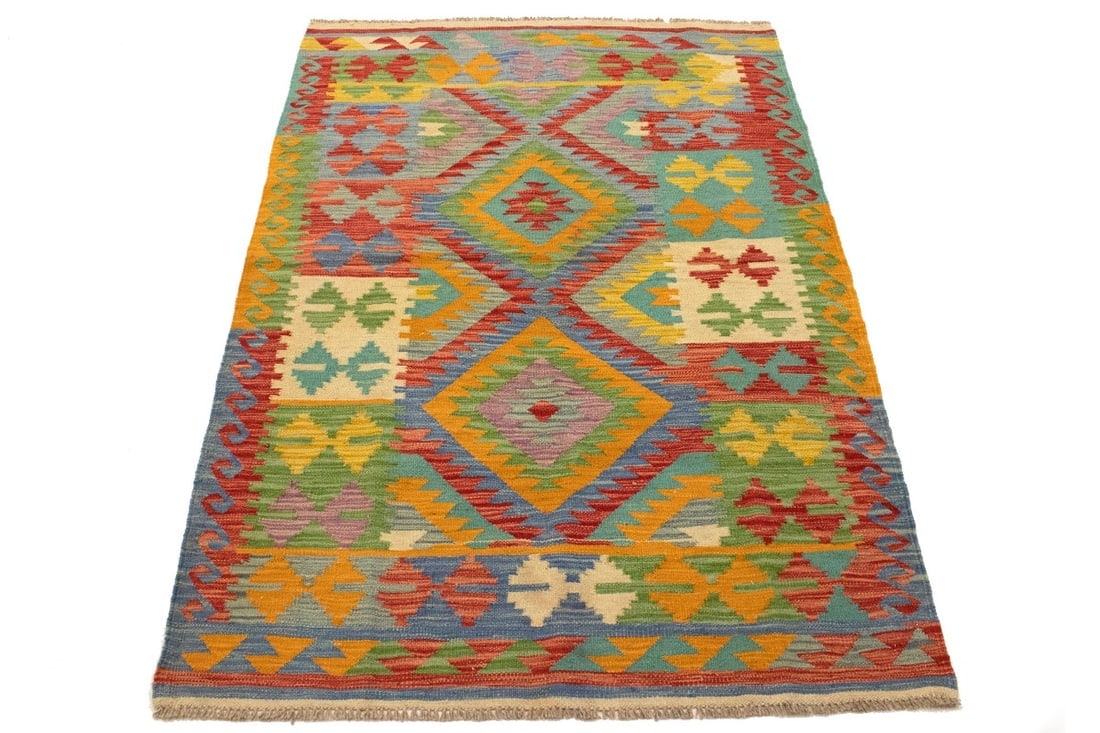 Multicolored Geometric Reversible 4X6 Kilim Oriental Rug - 3