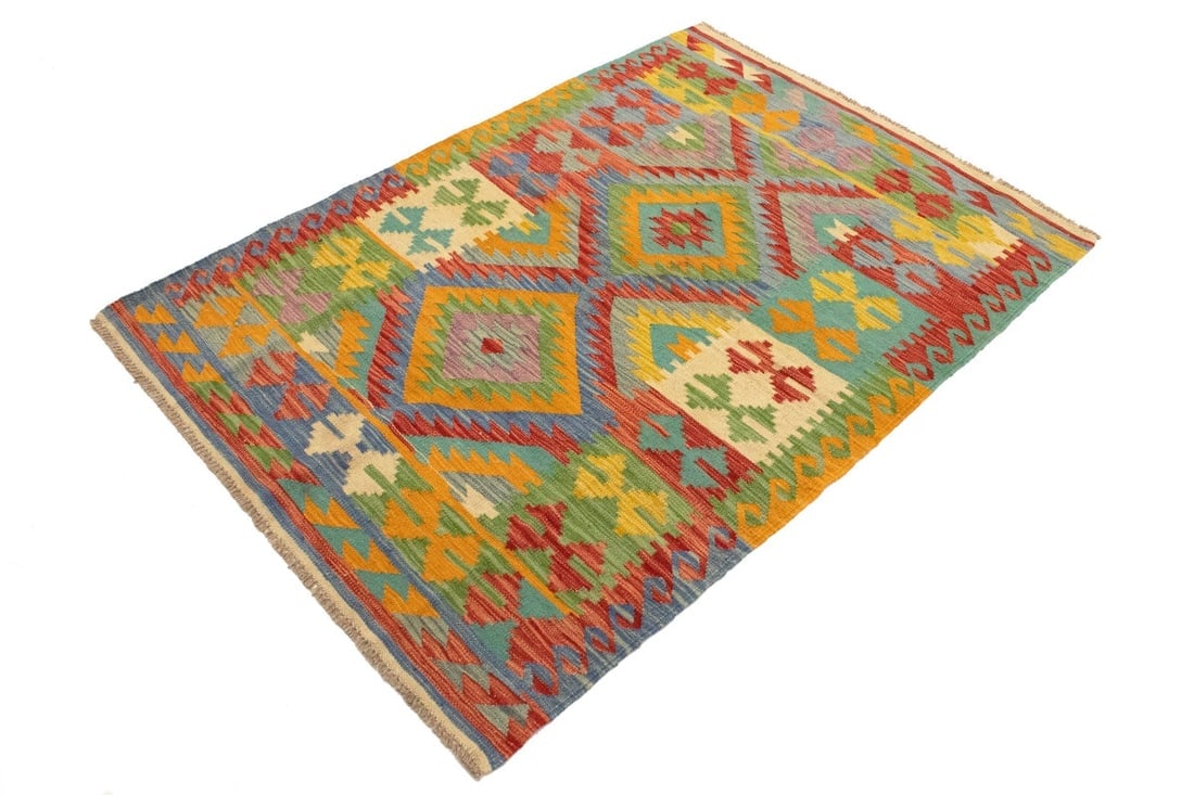 Multicolored Geometric Reversible 4X6 Kilim Oriental Rug - 4