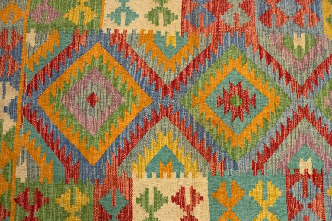 Multicolored Geometric Reversible 4X6 Kilim Oriental Rug - 6
