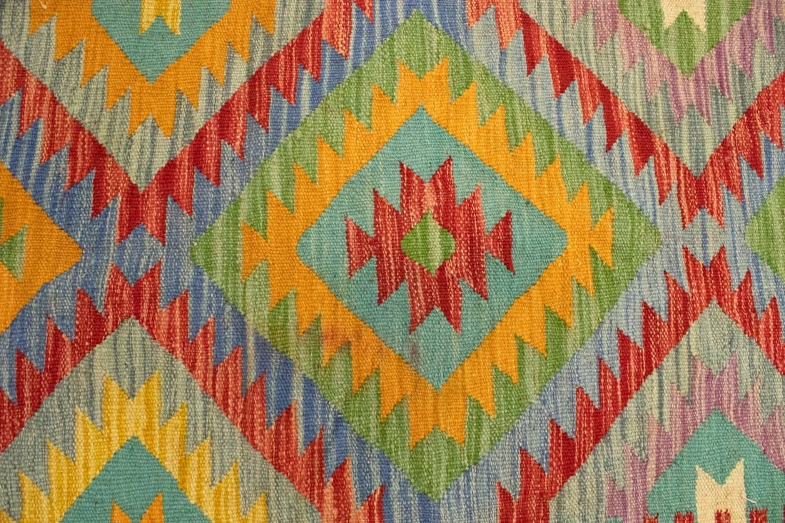 Multicolored Geometric Reversible 4X6 Kilim Oriental Rug - 7