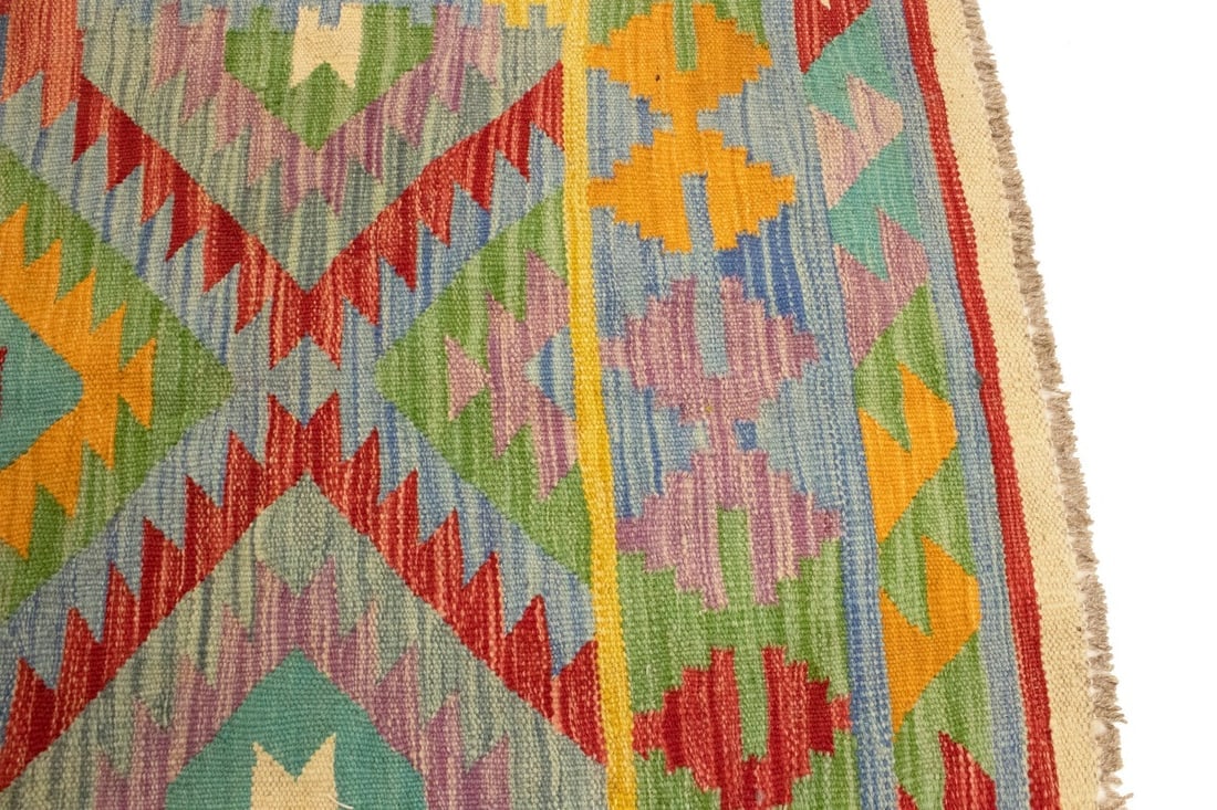 Multicolored Geometric Reversible 4X6 Kilim Oriental Rug - 8