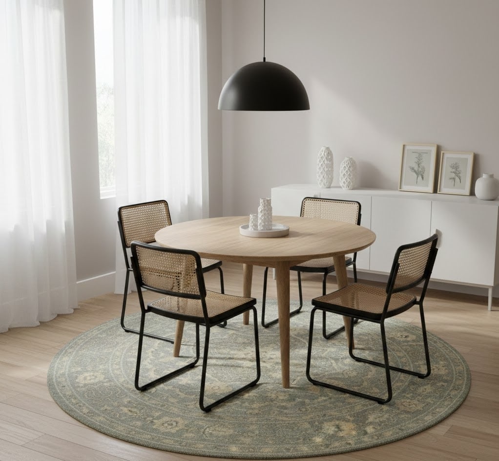 Muted Gray Floral 6X6 Transitional Oriental Round Rug - 2