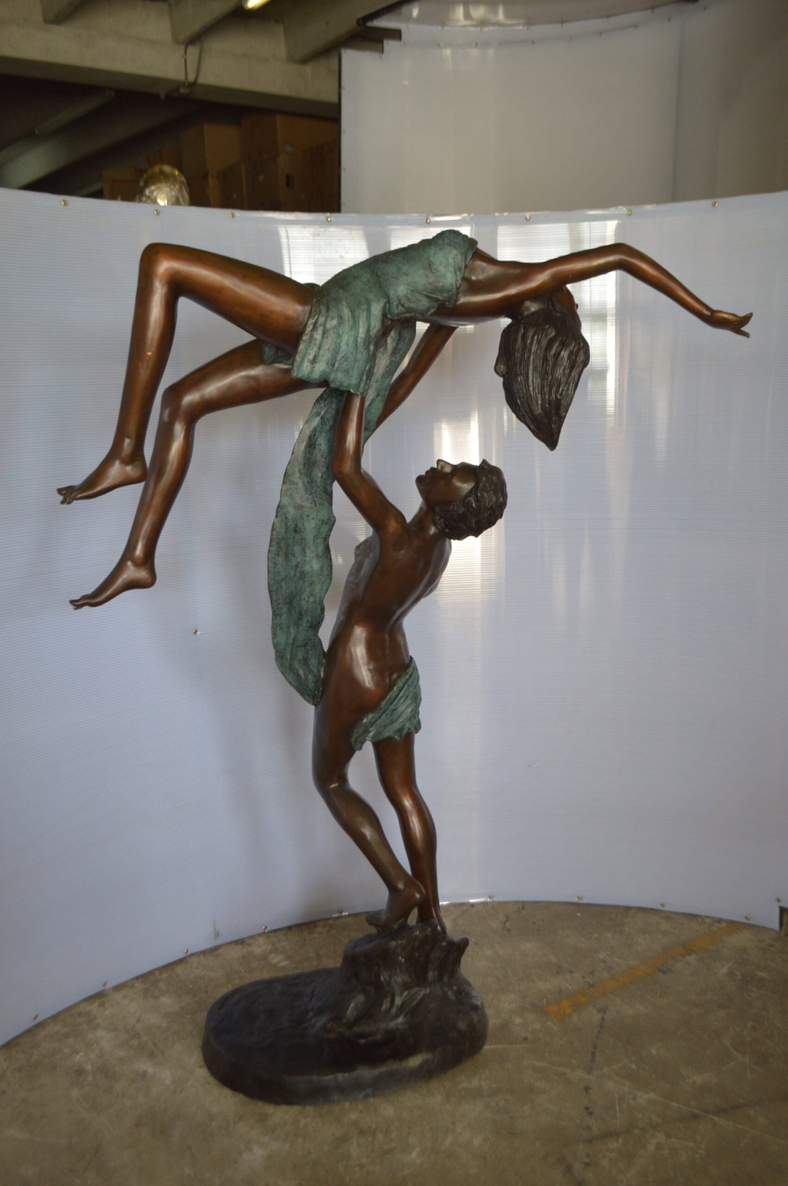 Ballet Man raising Lady Bronze Statue - Size: 54"L x 33"W x 69"H. - 9