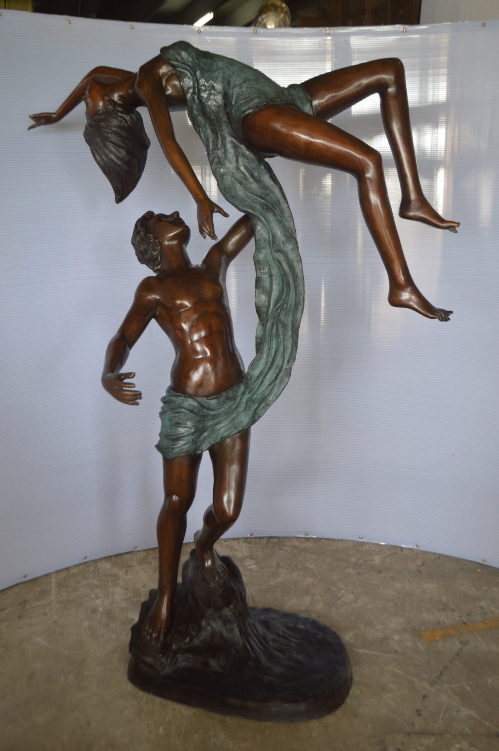 Ballet Man raising Lady Bronze Statue - Size: 54"L x 33"W x 69"H. - 2