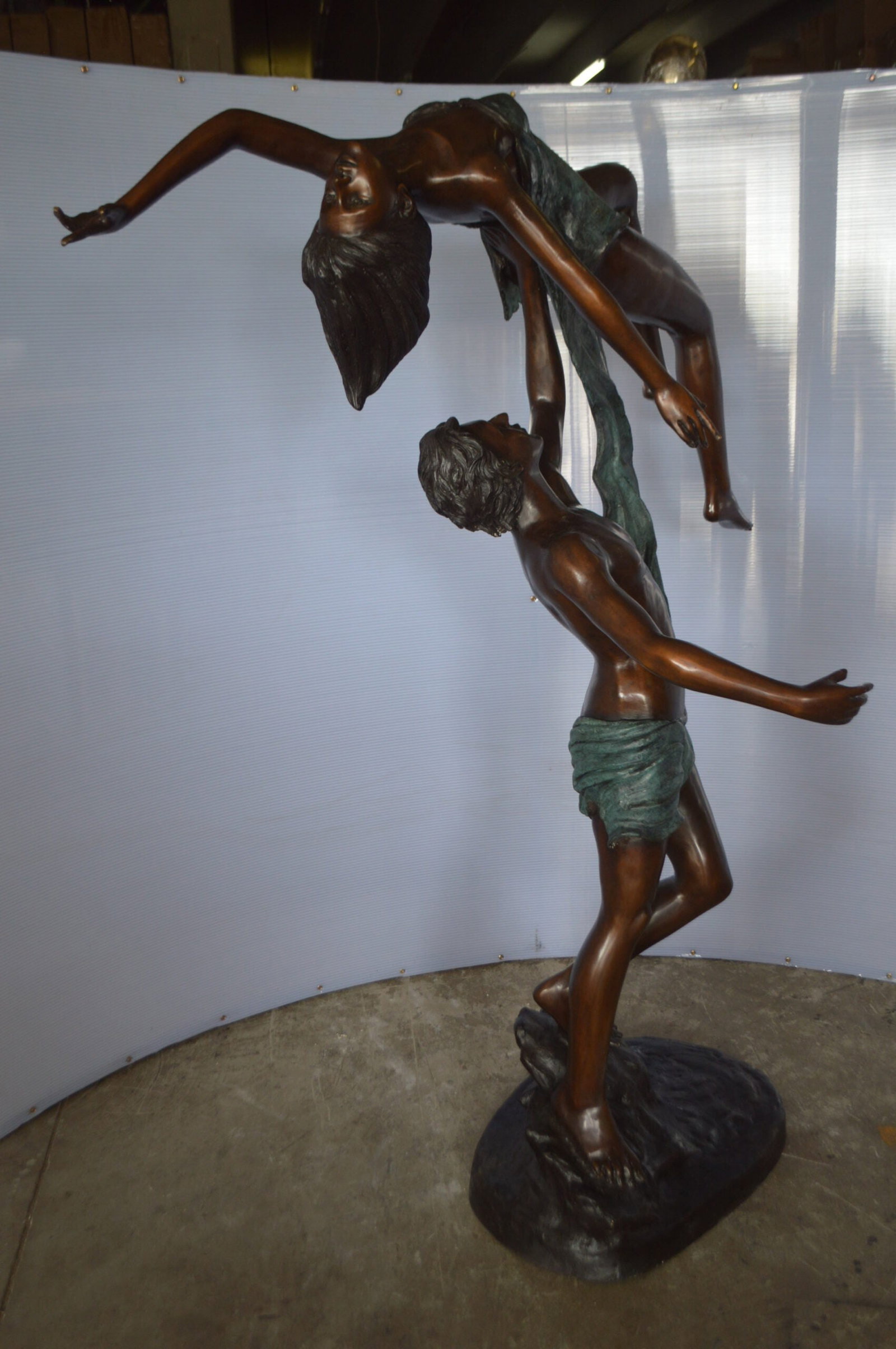 Ballet Man raising Lady Bronze Statue - Size: 54"L x 33"W x 69"H. - 4