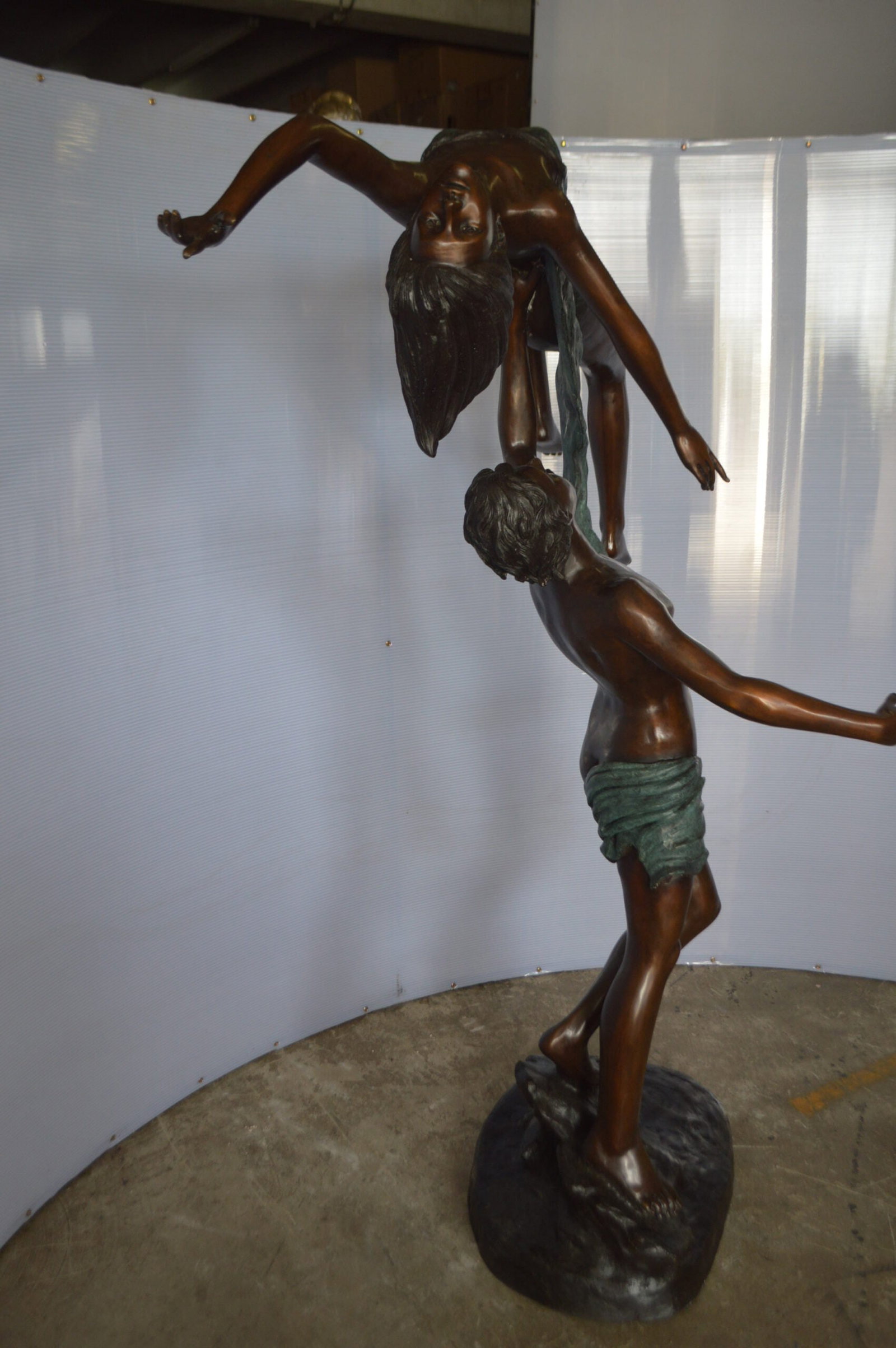 Ballet Man raising Lady Bronze Statue - Size: 54"L x 33"W x 69"H. - 5