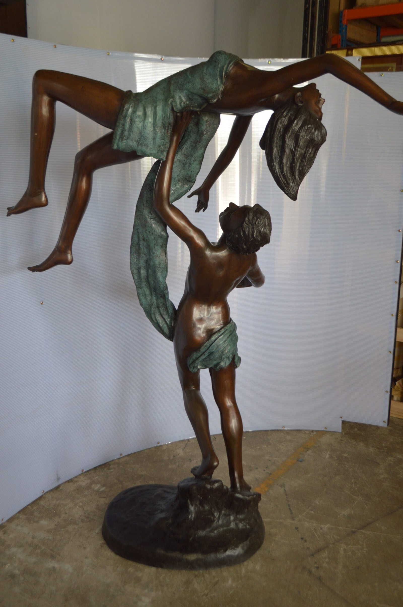 Ballet Man raising Lady Bronze Statue - Size: 54"L x 33"W x 69"H. - 8