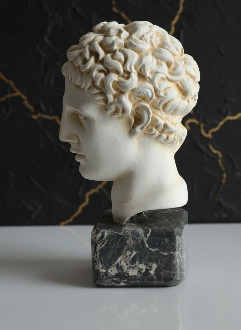 5" Classical Greek Hermes Sculpture Bust Figurine Alabaster Statue Art Piece - 5