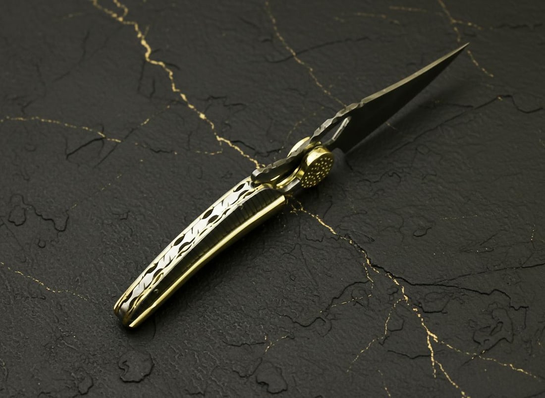 Handmade Damascus Steel Folding Knife with Liner Lock, Custom Pocket Hunting Blade - 3