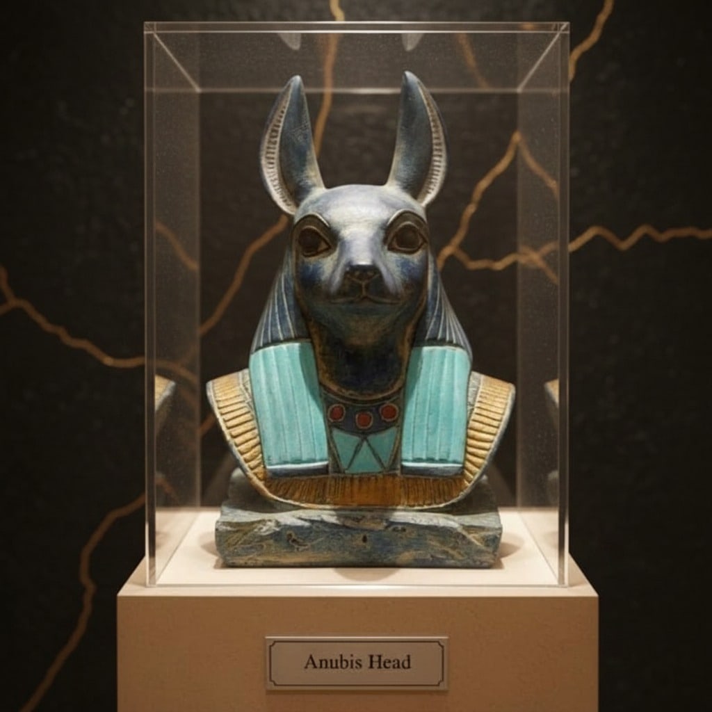 Vintage Egyptian Anubis Bust Figurine God of Mummification Stone Statue: Title:Vintage Egyptian Anubis Bust Figurine God of Mummification Stone Statue Description:This statue depicts the head of Anubis, the Ancient Egyptian god of mummification and protector of the dead.