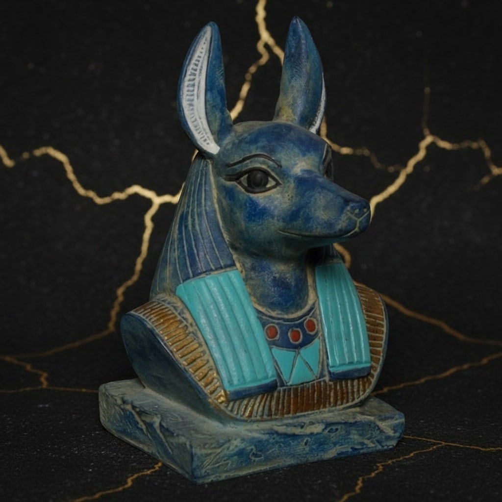 Vintage Egyptian Anubis Bust Figurine God of Mummification Stone Statue - 2