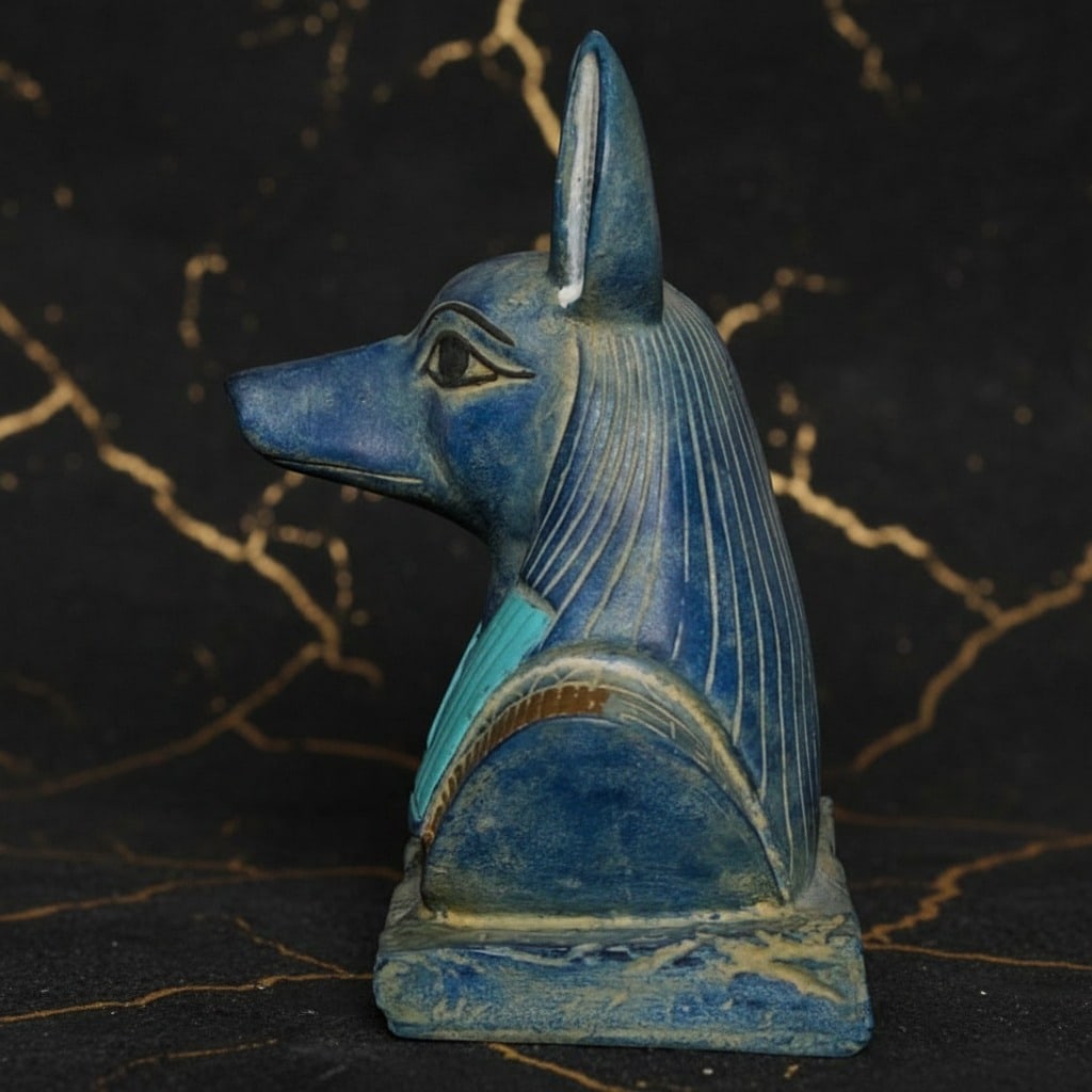 Vintage Egyptian Anubis Bust Figurine God of Mummification Stone Statue - 3