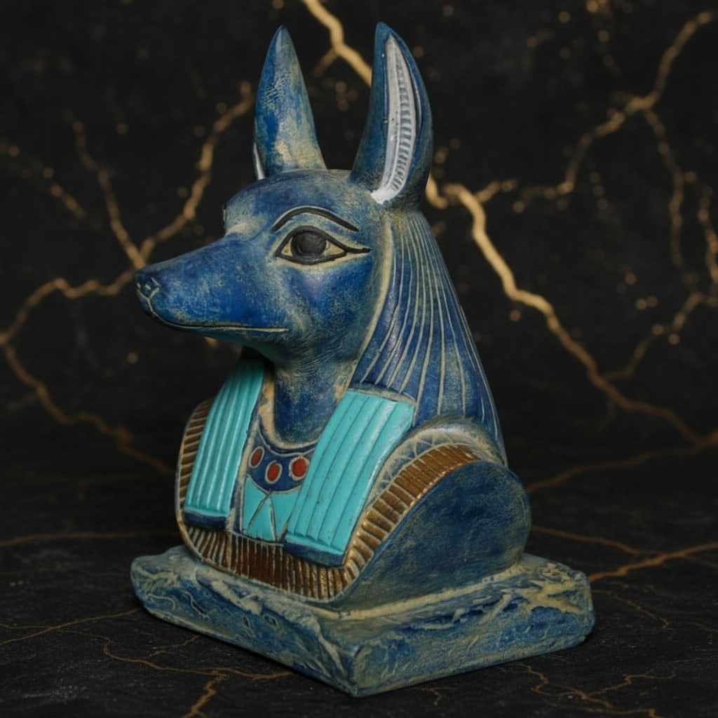 Vintage Egyptian Anubis Bust Figurine God of Mummification Stone Statue - 4