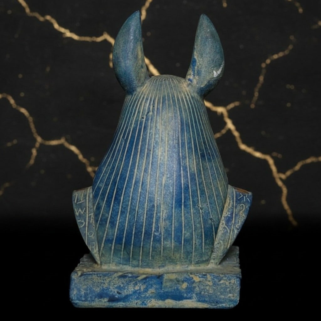 Vintage Egyptian Anubis Bust Figurine God of Mummification Stone Statue - 5