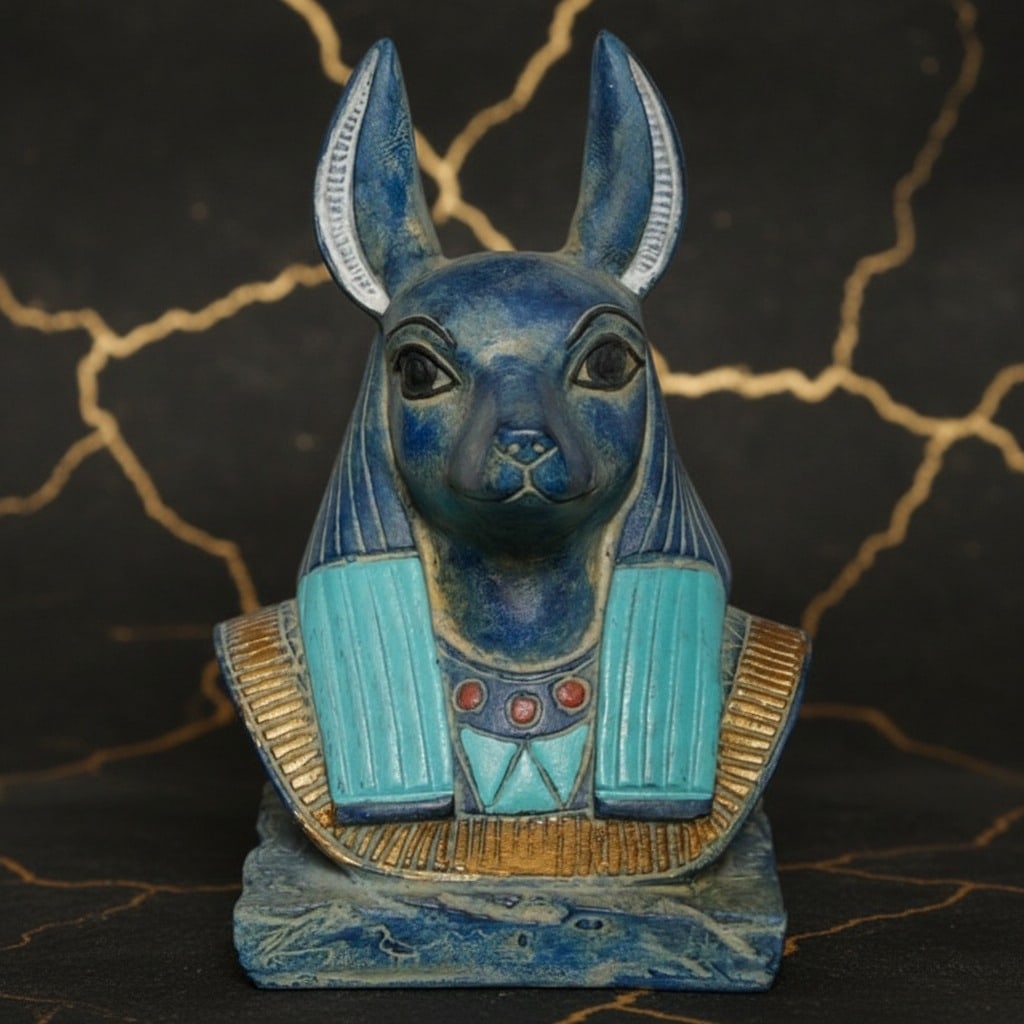 Vintage Egyptian Anubis Bust Figurine God of Mummification Stone Statue - 6
